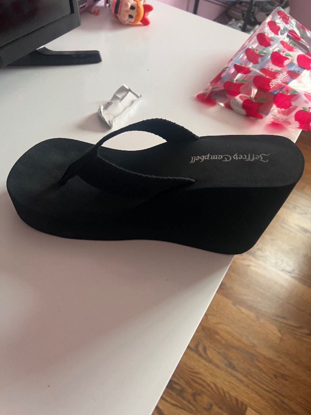 Jeffrey Campbell Black Platform Flip Flop Sandals